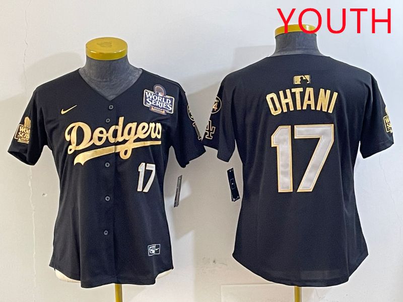 Youth Los Angeles Dodgers #17 Ohtani Black Gold Game 2025 Nike MLB Jersey style 3